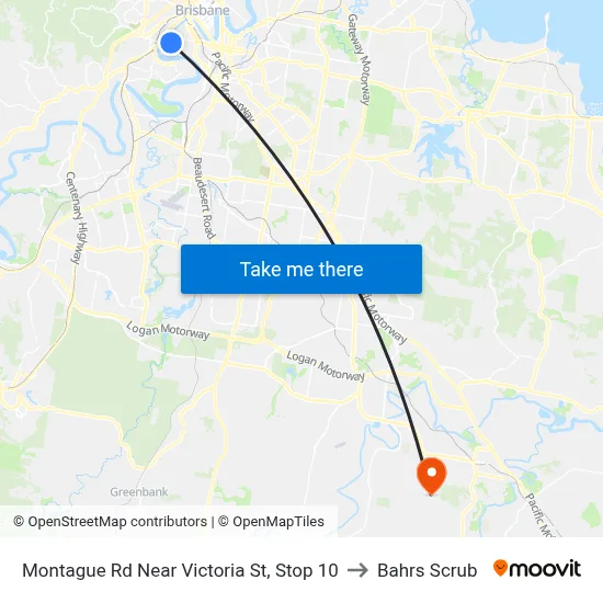 Montague Rd Near Victoria St, Stop 10 to Bahrs Scrub map