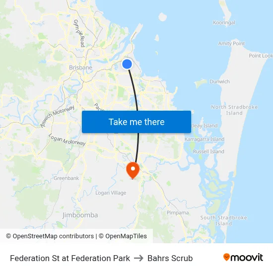 Federation St at Federation Park to Bahrs Scrub map