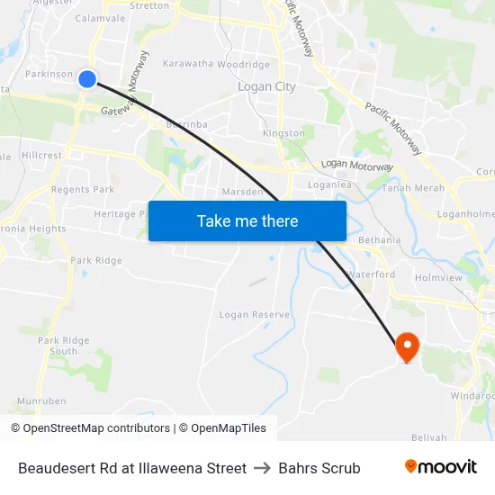 Beaudesert Rd at Illaweena Street to Bahrs Scrub map