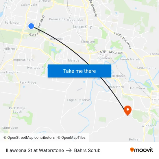 Illaweena St at Waterstone to Bahrs Scrub map