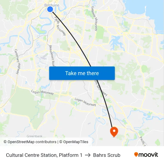 Cultural Centre Station, Platform 1 to Bahrs Scrub map