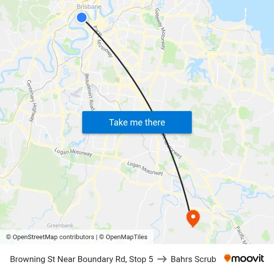 Browning St Near Boundary Rd, Stop 5 to Bahrs Scrub map