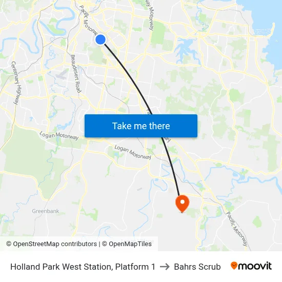 Holland Park West Station, Platform 1 to Bahrs Scrub map