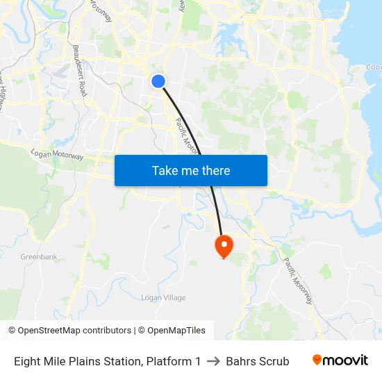 Eight Mile Plains Station, Platform 1 to Bahrs Scrub map