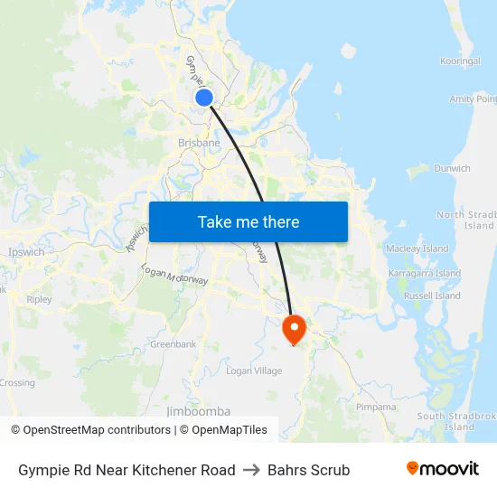 Gympie Rd Near Kitchener Road to Bahrs Scrub map