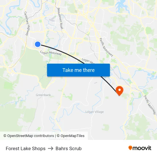 Forest Lake Shops to Bahrs Scrub map