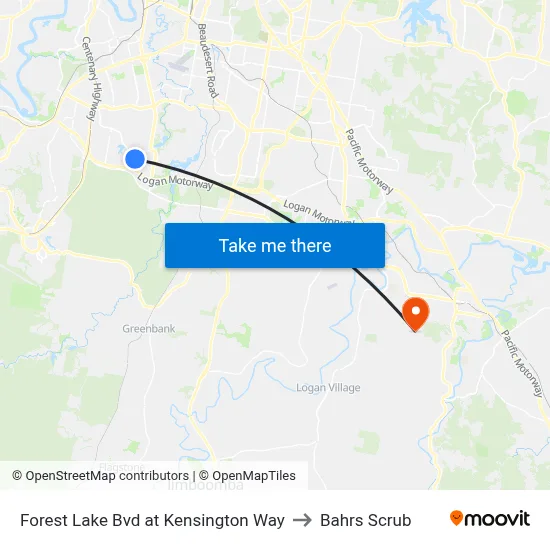 Forest Lake Bvd at Kensington Way to Bahrs Scrub map