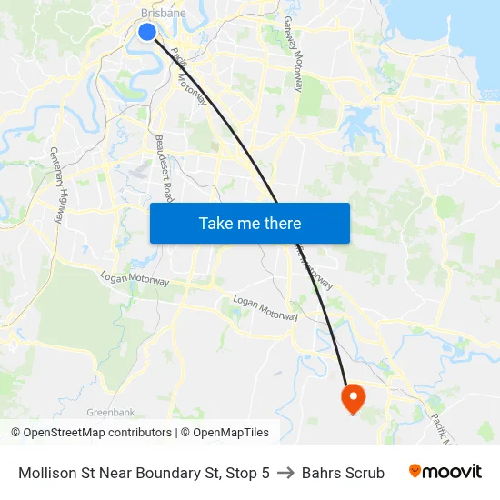 Mollison St Near Boundary St, Stop 5 to Bahrs Scrub map