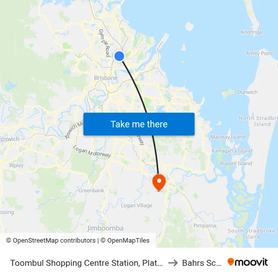 Toombul Shopping Centre Station, Platform A to Bahrs Scrub map
