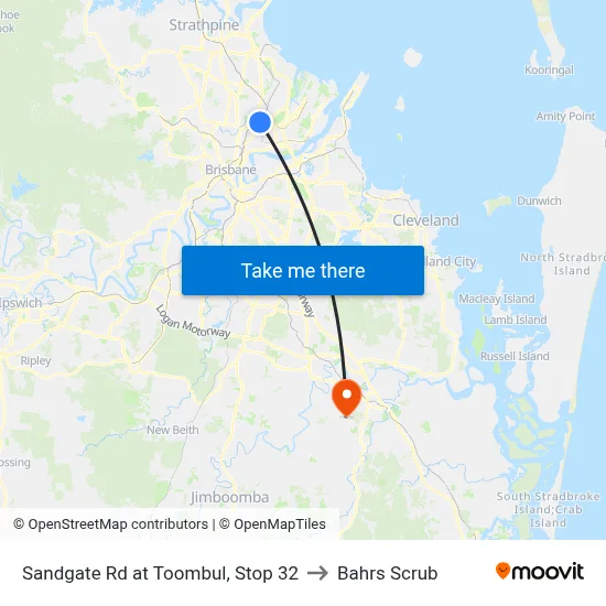 Sandgate Rd at Toombul, Stop 32 to Bahrs Scrub map