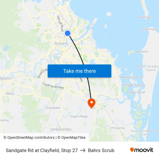 Sandgate Rd at Clayfield, Stop 27 to Bahrs Scrub map