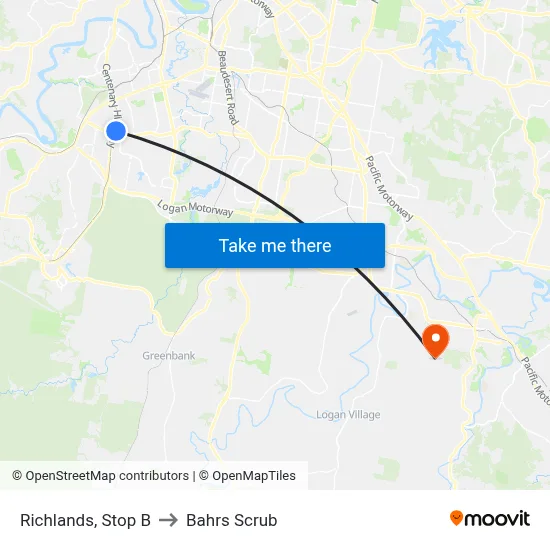 Richlands, Stop B to Bahrs Scrub map