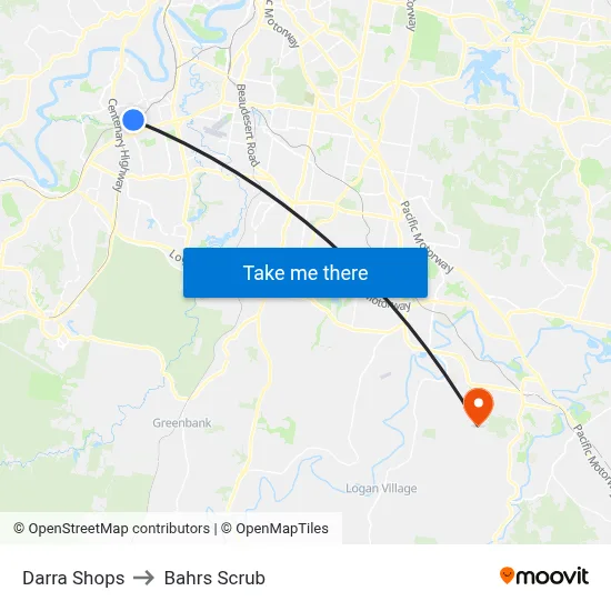 Darra Shops to Bahrs Scrub map
