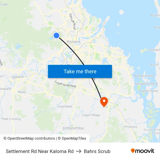 Settlement Rd Near Kaloma Rd to Bahrs Scrub map