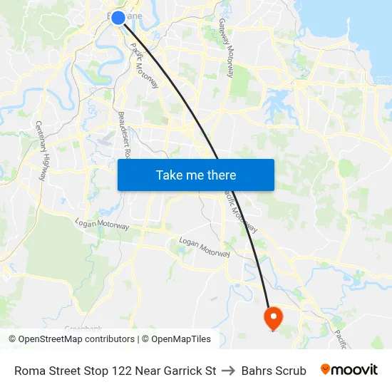 Roma Street Stop 122 Near Garrick St to Bahrs Scrub map