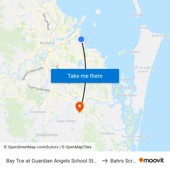 Bay Tce at Guardian Angels School Stop 95 to Bahrs Scrub map
