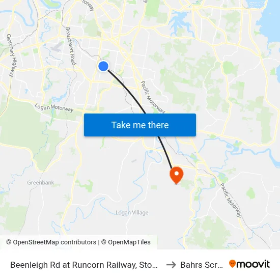 Beenleigh Rd at Runcorn Railway, Stop 72 to Bahrs Scrub map