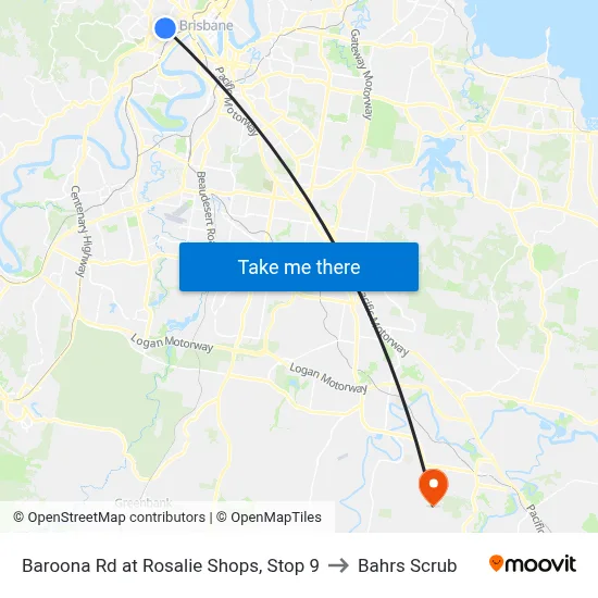 Baroona Rd at Rosalie Shops, Stop 9 to Bahrs Scrub map