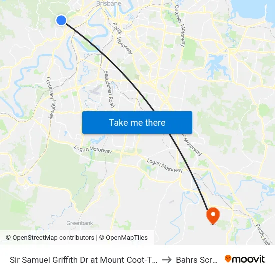 Sir Samuel Griffith Dr at Mount Coot-Tha to Bahrs Scrub map