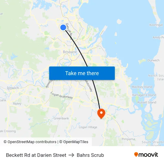 Beckett Rd at Darien Street to Bahrs Scrub map
