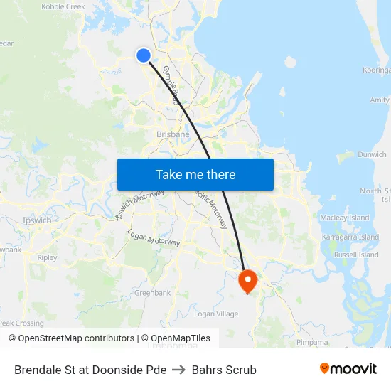 Brendale St at Doonside Pde to Bahrs Scrub map