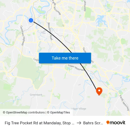 Fig Tree Pocket Rd at Mandalay, Stop 44 to Bahrs Scrub map
