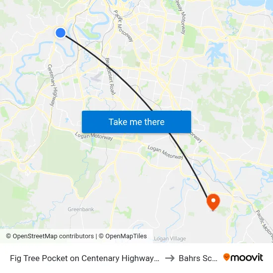 Fig Tree Pocket on Centenary Highway Siding to Bahrs Scrub map