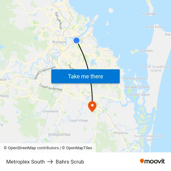 Metroplex South to Bahrs Scrub map