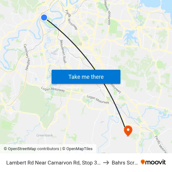 Lambert Rd Near Carnarvon Rd, Stop 36/27 to Bahrs Scrub map