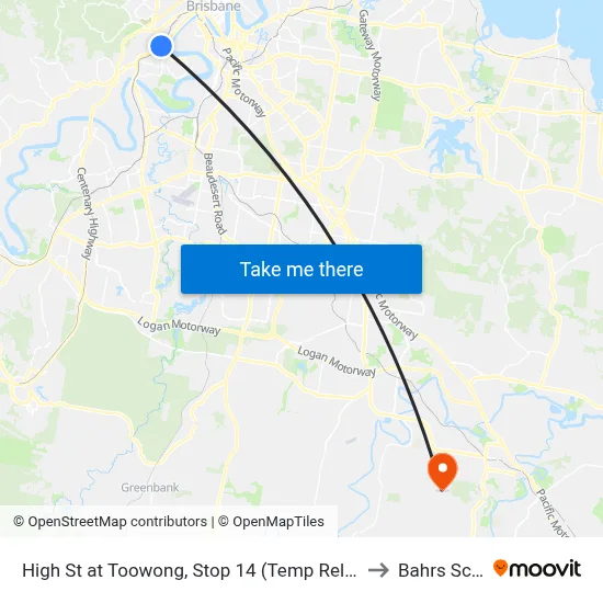 High St at Toowong, Stop 14 (Temp Relocation) to Bahrs Scrub map