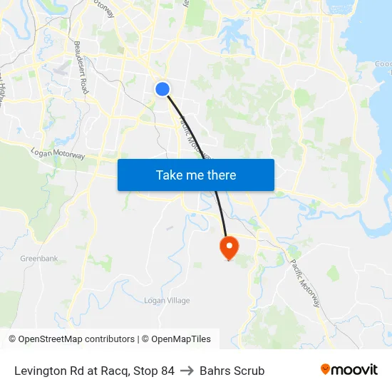 Levington Rd at Racq, Stop 84 to Bahrs Scrub map