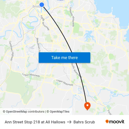 Ann Street Stop 218 at All Hallows to Bahrs Scrub map