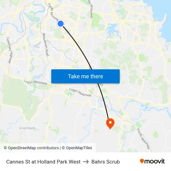 Cannes St at Holland Park West to Bahrs Scrub map
