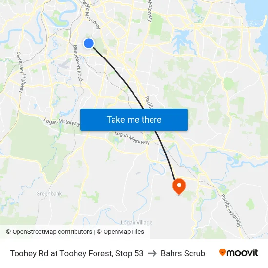 Toohey Rd at Toohey Forest, Stop 53 to Bahrs Scrub map