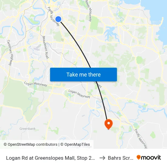 Logan Rd at Greenslopes Mall, Stop 25/24 to Bahrs Scrub map