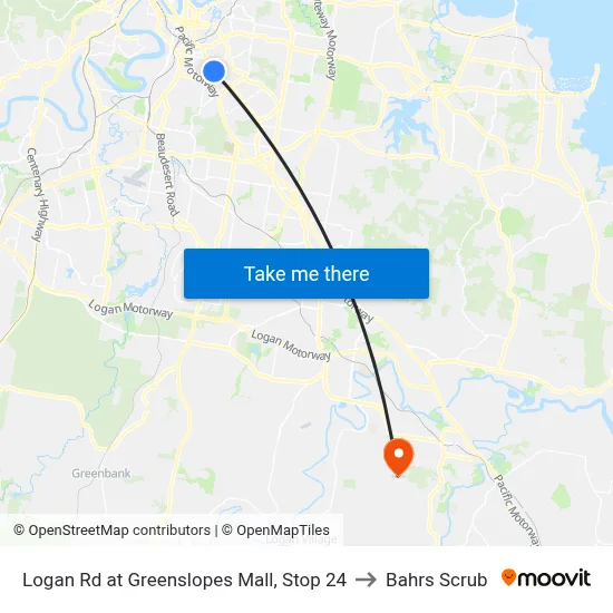 Logan Rd at Greenslopes Mall, Stop 24 to Bahrs Scrub map