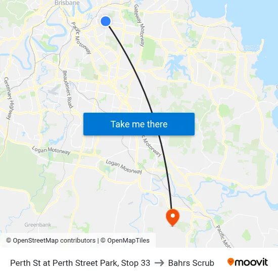 Perth St at Perth Street Park, Stop 33 to Bahrs Scrub map