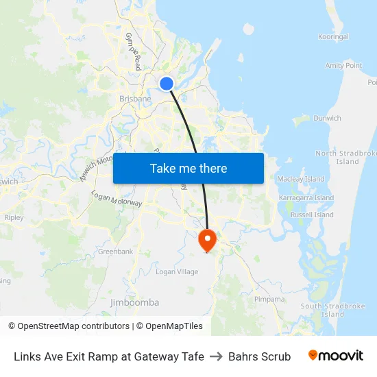 Links Ave Exit Ramp at Gateway Tafe to Bahrs Scrub map