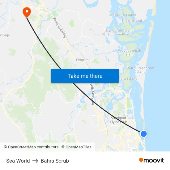 Sea World to Bahrs Scrub map