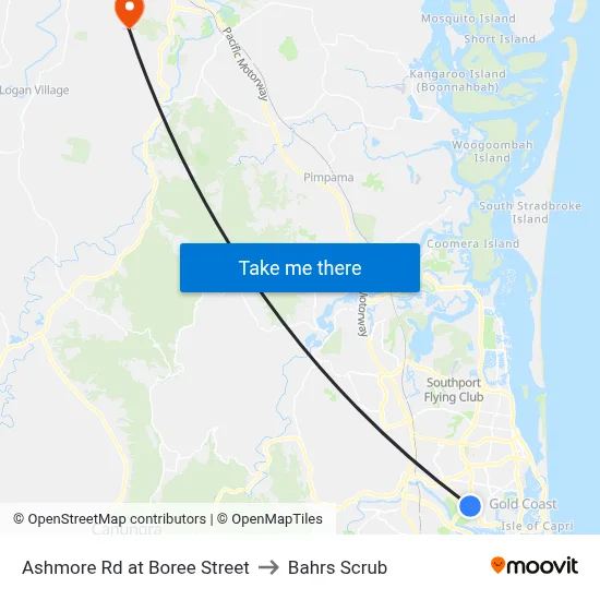 Ashmore Rd at Boree Street to Bahrs Scrub map