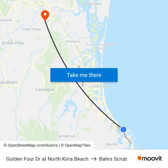 Golden Four Dr at North Kirra Beach to Bahrs Scrub map