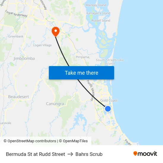 Bermuda St at Rudd Street to Bahrs Scrub map
