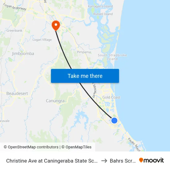 Christine Ave at Caningeraba State School to Bahrs Scrub map