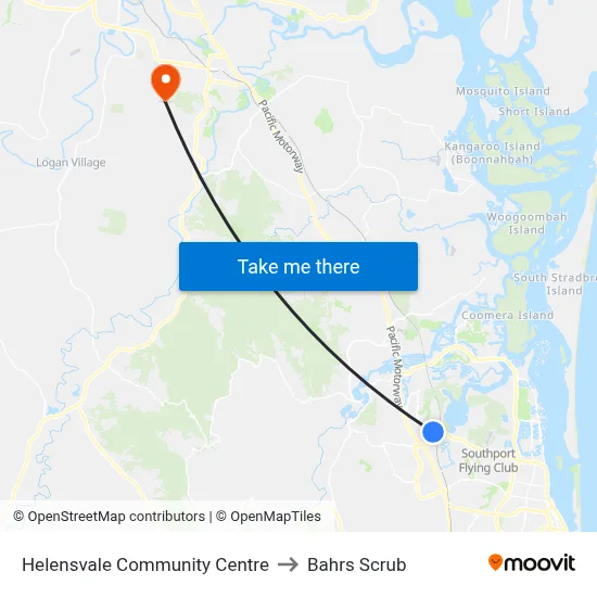 Helensvale Community Centre to Bahrs Scrub map