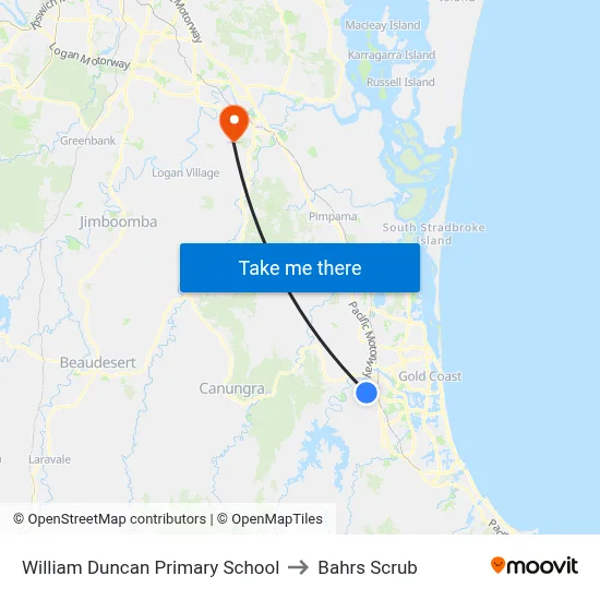 William Duncan Primary School to Bahrs Scrub map
