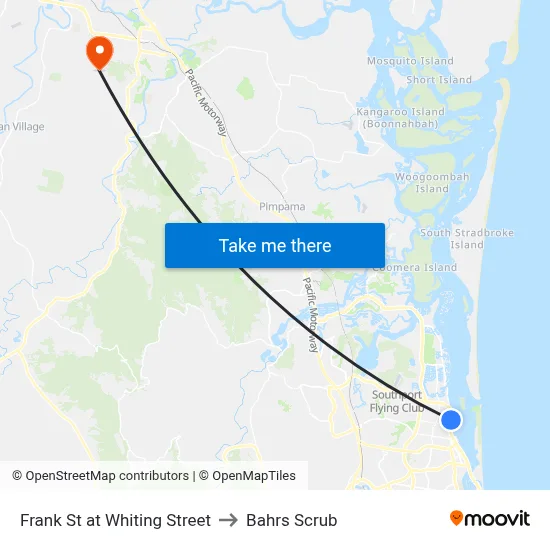Frank St at Whiting Street to Bahrs Scrub map
