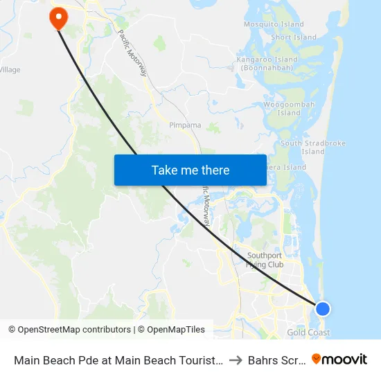 Main Beach Pde at Main Beach Tourist Park to Bahrs Scrub map