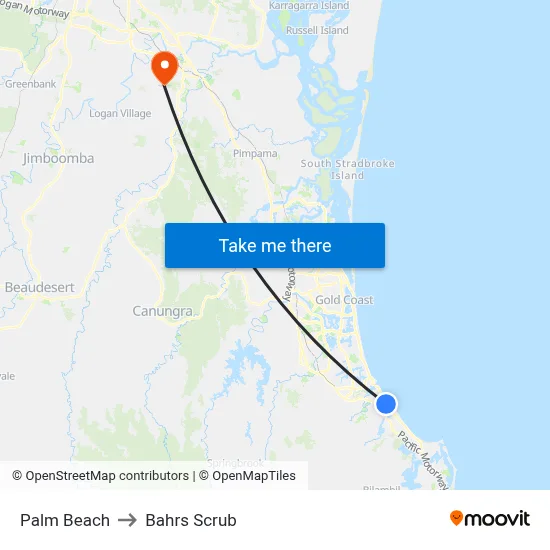 Palm Beach to Bahrs Scrub map