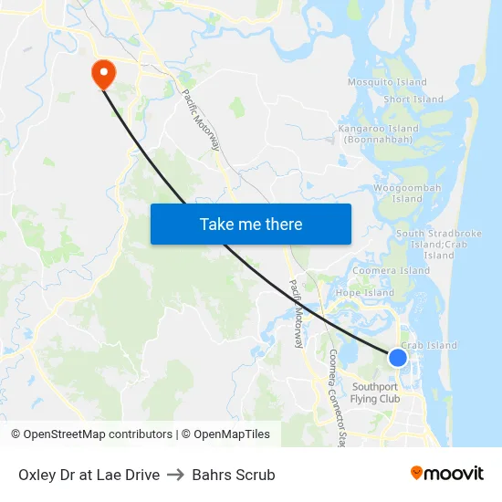 Oxley Dr at Lae Drive to Bahrs Scrub map
