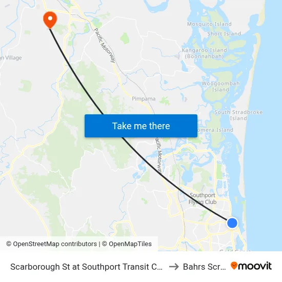 Scarborough St at Southport Transit Centre to Bahrs Scrub map
